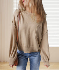 Damen LANGARM RUNDHALS STRICKPULLOVER | MODERNER STIL, KOMFORTABEL, VIELSEITIG – Beige