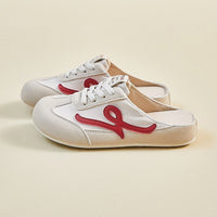 Damen Komfortable Slipper mit elastischen Schnürsenkeln – Rot
