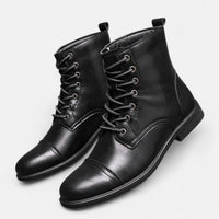 Stilvolle Herrenstiefel aus hochwertigem Kunstleder – Schwarz