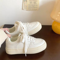 Damen Modische Sneakers mit hoher Sohle und atmungsaktivem Obermaterial – Cremeweiß