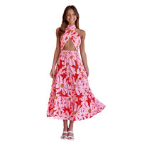 Alyssa - Wunderschönes Maxikleid mit Blumenmuster – Rot