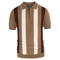 Dominic Strickhemd | Sommerliches Polo-Shirt mit V-Ausschnitt und kurzen Ärmeln – Braun