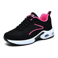 Damen Atmungsaktive Sport Sneakers mit stoßdämpfender Sohle – Schwarz-Rosa