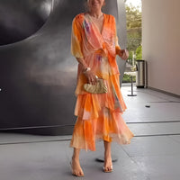 Joy™| Blumen-Lagenkleid – Orange