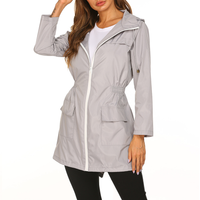 Damen Regenjacke mit Kapuze | Lang – Grau