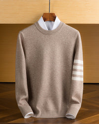 BENJAMIN - ENGER STRICKPULLOVER AUS WOLLE – Beige
