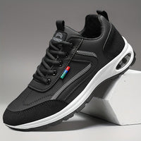 Damen Sportliche Sneakers mit stoßdämpfender Sohle und elastischen Schnürsenkeln – Schwarz
