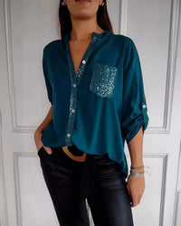 LIVIA - GLITZERNDES LANGES TOP MIT PAILLETTEN – Grün