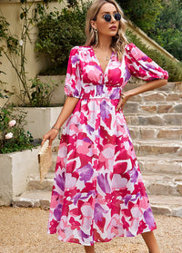 Flore – Elegantes Kleid mit Blumenmuster – Rosa