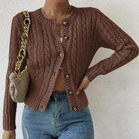Trendige Strickjacke mit Knopfleiste für Damen | Langarm – Braun