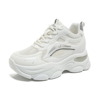 Damen Sportliche Chunky Sneakers mit atmungsaktivem Mesh-Obermaterial – Weiß
