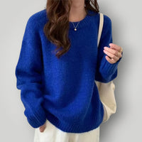 Damen Oversized Pullover – Warmer, bequemer Langarmpullover – Königsblau