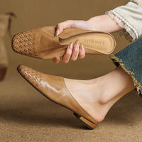 Clara | Damen Leder Mules elegant zeitlos – Khaki