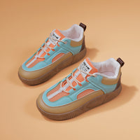 Damen Sportliche Retro Sneakers mit atmungsaktiven Einsatz und rutschfester Sohle – Grünorange