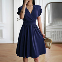 Eleganza™ – Damen Midikleid mit V-Ausschnitt für Elegante Anlässe – Marine