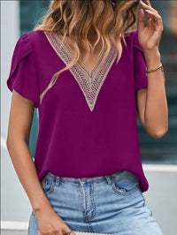 Damen Bluse mit Spitze – Lila