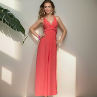 Heidi Mode | Multi-Wear Multi-Seil Kreuz rückenfrei Bandage Kleid – Wassermelone rot