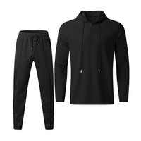 Herren sportives Hoodie und Jogginghose Set im strukturierten Design – Schwarz