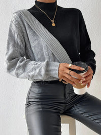 DAME HOHER KRAGEN GEDREHTER PULLOVER | ELEGANTER, BEQUEMER STIL – Grau