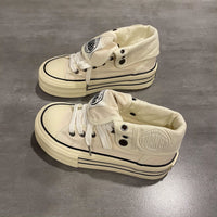 Damen Hohe Plattform-Sneaker mit modischem Design und praktischer Knöchelstütze – Creme