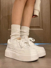 Damen Komfortable Plateausneaker mit atmungsaktiver Obermaterialstruktur und maximaler Dämpfung – Weiß