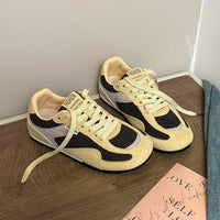 Damen Sportliche Sneaker mit atmungsaktivem Mesh und weichem Velours – Gelb