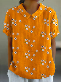Karin - Lässige Bluse mit Blumenmuster – Orange