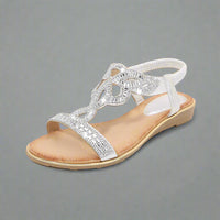 Wally | Handgefertigte goldene Sandale mit bequemer Passform – Silber