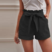 Kika Baumwoll-Leinen-Shorts | Sommerliche Bermudas Damen – Schwarz