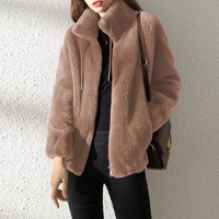 Modischer Damen-Teddy-Mantel | Warme – Dunkelbraun