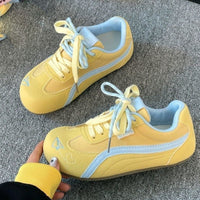 Damen Sportliche Sneaker mit atmungsaktiver Oberflächenstruktur und flexiblem Komfortdesign – Gelb