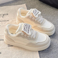 Damen Modische Sneaker mit luxuriösem Leder-Obermaterial – Beige