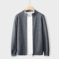 Levin - Sanfte Kaschmir Zip-Jacke – Grau
