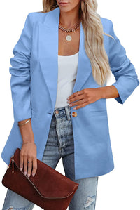 Heidi-Mode | Doppelreihiger Blazer mit Gerafften Ärmeln und Taschen – Blau