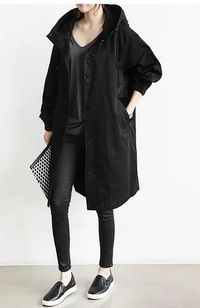 Damen Regenjacke | Mit Knopfverschluss Vorne – Schwarz