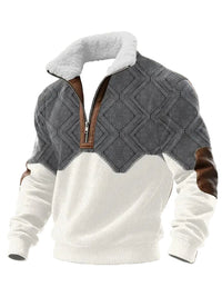 Tobias | ThermoSoft Fleecepullover mit Stehkragen – Grau/Weiß