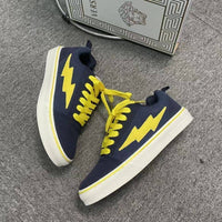 Damen Sportliche Sneakers im modernen Design mit aufwendigem Blitzmotiv – Blaugelb