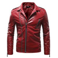 Herren Leder Bikerjacke mit Taschen – Rot