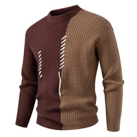 Bruno | Herren Strukturierter Zierband Strickpullover – Kaffeebraun