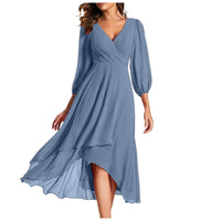 Karin™ | Elegantes Kleid mit V-Ausschnitt – Blau