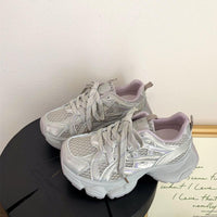 Damen Sportliche Casual Sneakers mit atmungsaktivem Obermaterial und dämpfender Sohle – Champagner