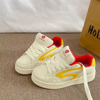 Damen Sportliche Sneakers mit buntem Akzent und atmungsaktiver Obermaterialstruktur – Gelb Weiß