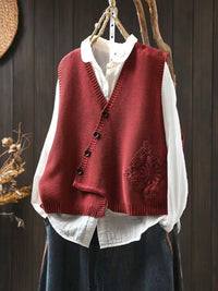 Elaine | Elegante Strickweste – Rot