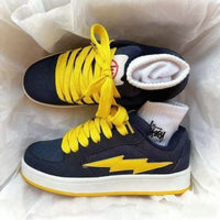 Damen Sportliche Sneakers mit innovationsstarkem Schnüroptik und rutschsicherer Sohle – Blaugelb