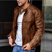 River Biker Lederjacke für Männer – Braun