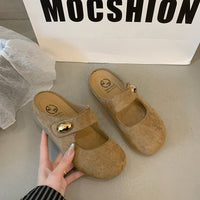 Damen Bequeme Clogs mit elegantem Riemen und modischer Verzierung – Khaki