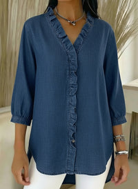 Bilma™ – Elegante Bluse mit Rüschendetails – Marine