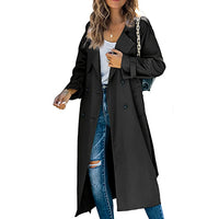 Damen legerer Trenchcoat mit Gürteldesign und stylischen Knöpfen – Schwarz