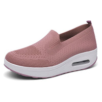 Damen Modische Slip-On Sneakers mit luftdurchlässigem Strickmaterial – Rosa