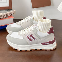 Damen Sportliche Sneaker mit strickbarem Kragen und bequemer Dämpfung – Rot